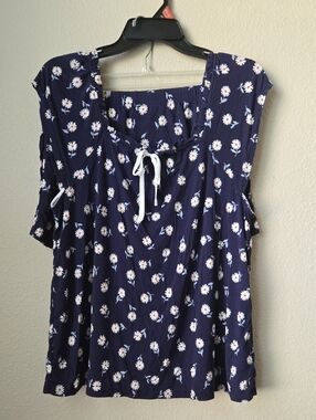 kate spade Navy Daisy Tie-Front Flutter Sleeve Blouse